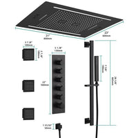 Cascada Florence 23"x31" Matte Black Music LED Shower System - Cascada Showers