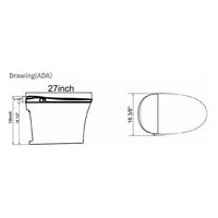 Cascada Florence Smart Bidet Toilet, ADA, Auto Open Lid & Heated Wash System