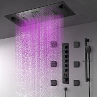 Cascada Genoa 16"x36" Matte Black Music LED Digital Shower System - Cascada Showers