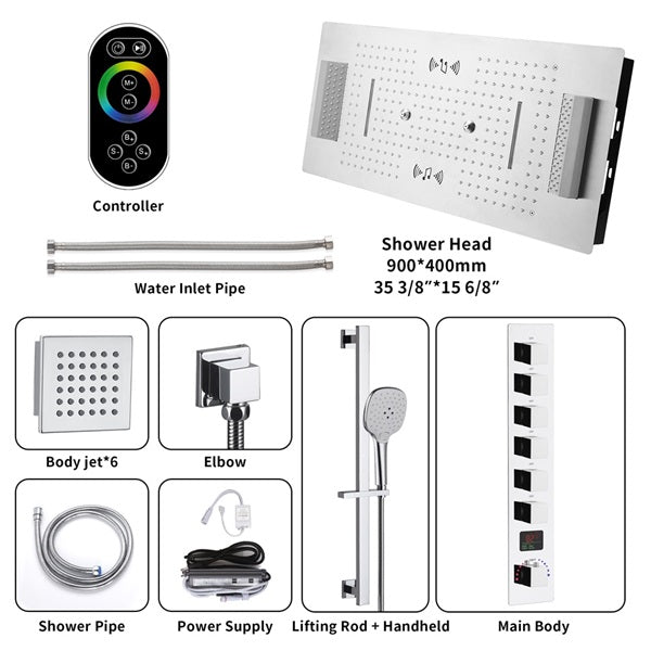 Cascada Genoa 16"x36" Music LED Digital Shower System - Cascada Showers