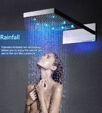 Cascada Veneto showerhead showing waterfall cascade with LED illumination