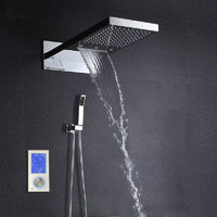 Cascada Veneto showing simultaneous rainfall and handheld function with LED lighting active