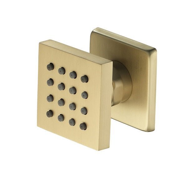 Close-up of solid structure brass body spray jet