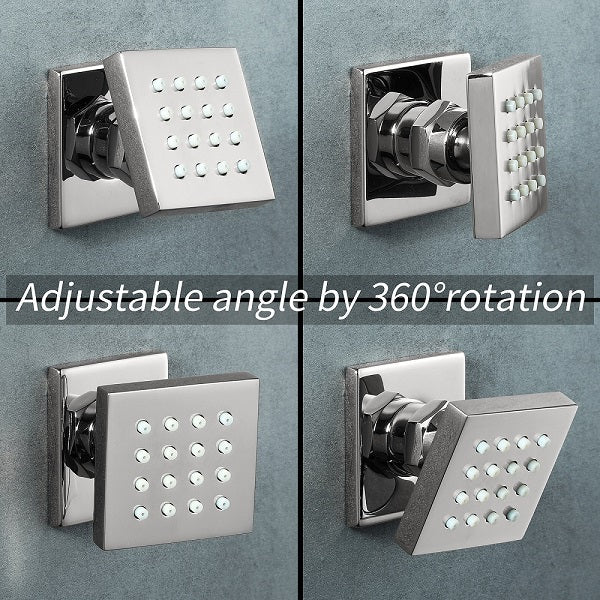 2 inch square body spray shower jet front view