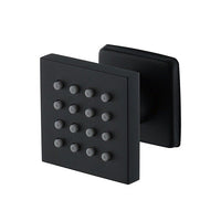 Black square shower head with textured surface 