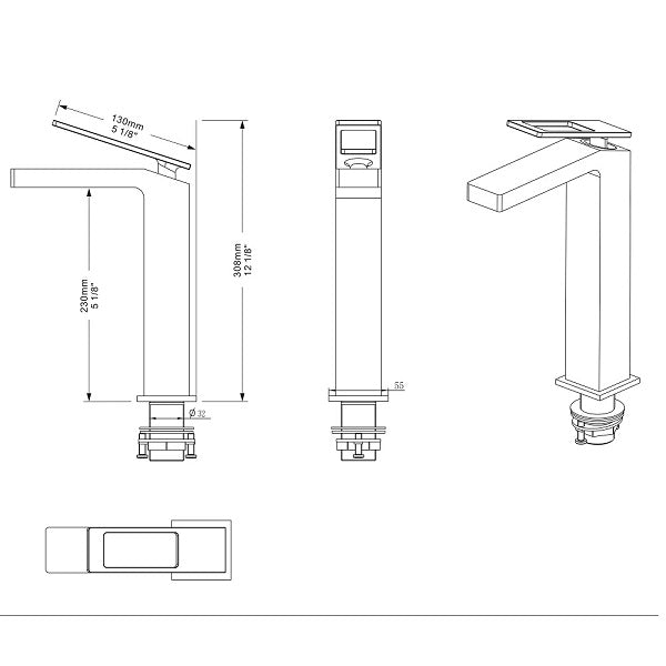 Cascada Modern Vessel Design Single Handle Bathroom Faucet