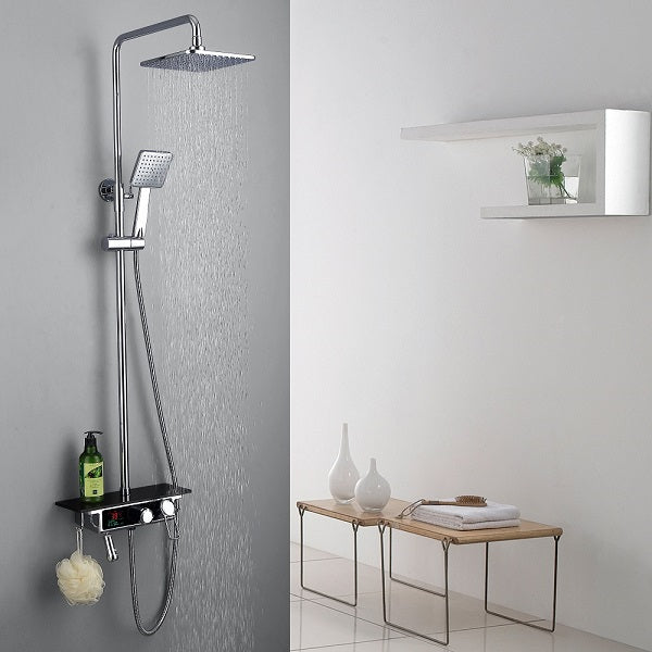 Cascada Monarch 8 inch chrome digital shower faucet system with rainfall handheld tub spout