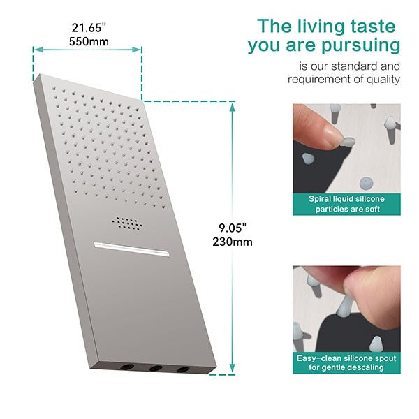 9"x22” Music LED shower system with built-in Bluetooth Speaker