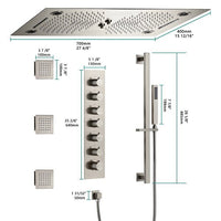 Cascada Pisa 16"x28" Brushed Nickel Bluetooth LED Shower System - Cascada Showers