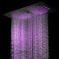 Cascada Pisa 16"x28" Matte Black Bluetooth LED Shower System - Cascada Showers