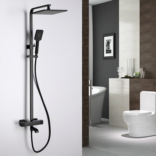 Cascada Rubinetto 10" Matte Black Thermostatic Shower Faucet - Cascada Showers