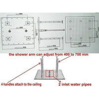 Large square overhead shower head installed in modern contemporary bathroom