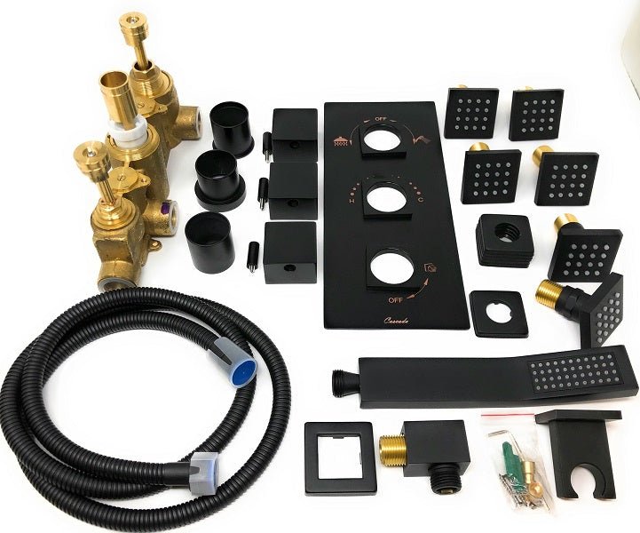 Cascada Tuscany Shower System: LED Rainfall, Massage, Thermostatic Control - Cascada Showers