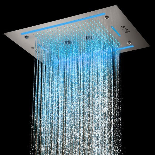 Cascada Venice 23"x31" Brushed Nickel Music LED Showerhead - Cascada Showers