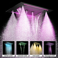 Cascada Venice 23"x31" Matte Black LED Shower System - Cascada Showers