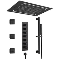 Cascada Venice 23"x31" Matte Black LED Shower System - Cascada Showers