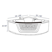 Measurement diagram of a hot tub with dimensions of Cascada Venice jacuzzi bathtub
