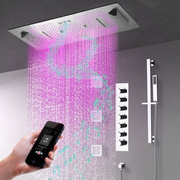 Cascada Verona 16"x36" Music LED Shower System - Cascada Showers