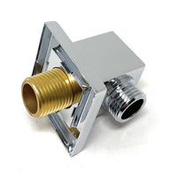 Square shower elbow connecting handheld shower hose to wall outlet