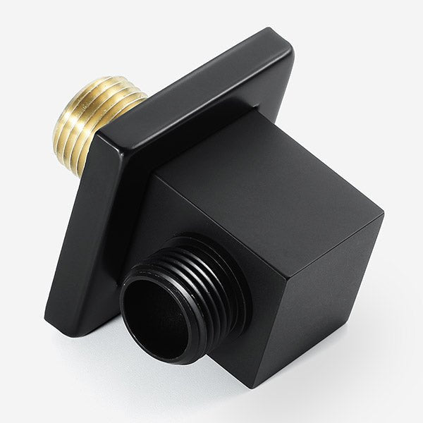 Square brass shower elbow matt black finish