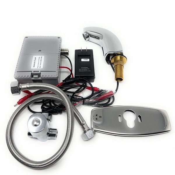 Bathroom faucet kit with control panel, wiring, and cover plate 