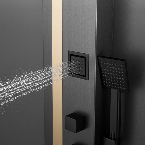Eleganti All-in-One Shower Panel with Rain Showerhead, Body Jets, and Chromotherapy by Cascada Showers - Cascada Showers