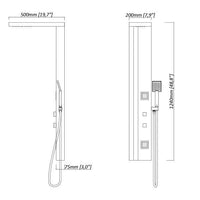 Eleganti All-in-One Shower Panel with Rain Showerhead, Body Jets, and Chromotherapy by Cascada Showers - Cascada Showers