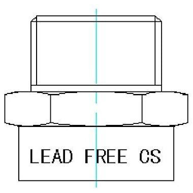 Technical drawing of a component with 'LEAD FREE CS' text on a white background