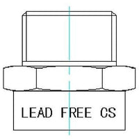 Technical drawing of a component with 'LEAD FREE CS' text on a white background