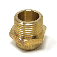 Brass pipe fitting on a white background
