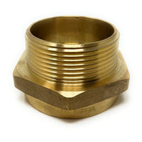 Brass pipe fitting on a white background