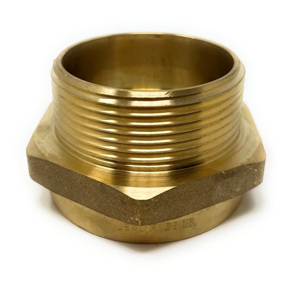 Brass pipe fitting on a white background