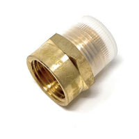 Brass plumbing fitting on a white background