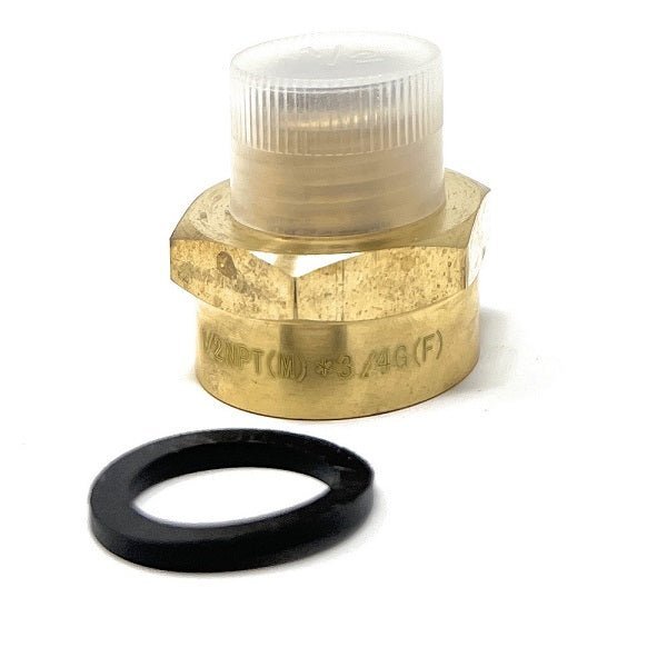 Brass adapter with parallel G thread and tapered NPT thread ends