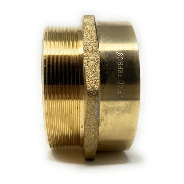 2.5 inch G male BSPP to NPT female brass adapter top view — hex body lead-free