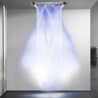 Genoa 16"x36" Brushed Nickel Music LED Digital Shower System By Cascada Shower - Cascada Showers