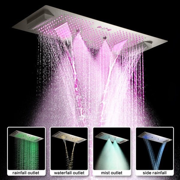 Genoa 16"x36" Brushed Nickel Music LED Digital Shower System By Cascada Shower - Cascada Showers