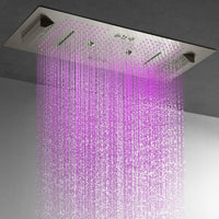 Genoa 16"x36" Brushed Nickel Music LED Digital Shower System By Cascada Shower - Cascada Showers