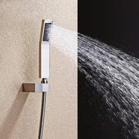 Cascada Bathroom Shower Set with Luxury 10" Water Power LED Shower Head (Ceiling Mount) Rainfall, Regular Valve, 6 Massage Jets Spray Body Shower Set, Chrome Finish 10" Luxury Rainfall LED Square Shower Set, Massage Jets Spray - Cascada Showers shower leds, shawer led, lighted shower head, shower had led, led showerheads, showerhead with lights, color shower head