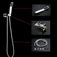 Cascada Bathroom Shower Set with Luxury 10" Water Power LED Shower Head (Ceiling Mount) Rainfall, Regular Valve, 6 Massage Jets Spray Body Shower Set, Chrome Finish 10" Luxury Rainfall LED Square Shower Set, Massage Jets Spray - Cascada Showers shower leds, shawer led, lighted shower head, shower had led, led showerheads, showerhead with lights, color shower head