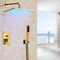 10" Rainfall LED Shower Set Double-Function Valve, Brass Handheld Shower - Cascada Showers