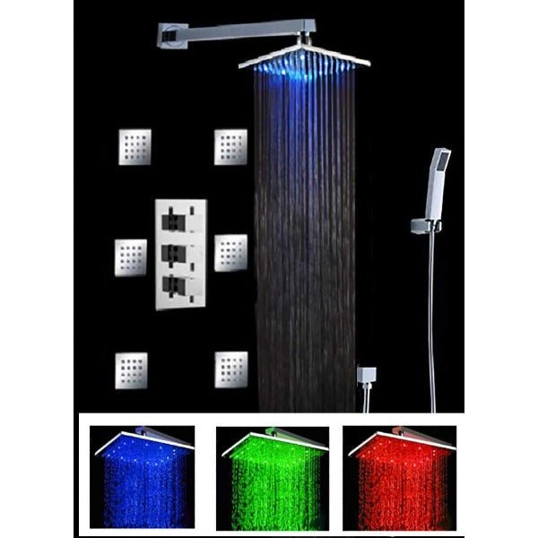 10" Wall Mount Luxury Rainfall Thermostatic Shower Set - Cascada Showers