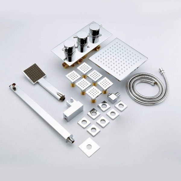 10" Wall Mount Luxury Rainfall Thermostatic Shower Set - Cascada Showers