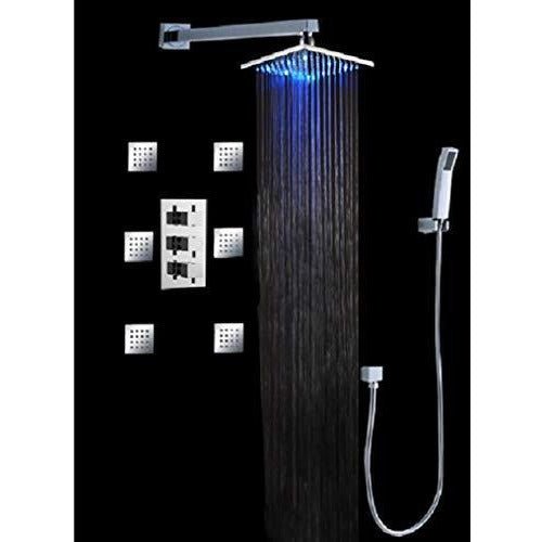 12" Oil Rubbed Bronze LED Wall Mount Shower Head Set - Cascada Showers