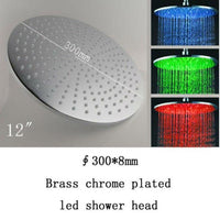 12" Round Rainfall LED Shower Head Stainless Steel - Cascada Showers