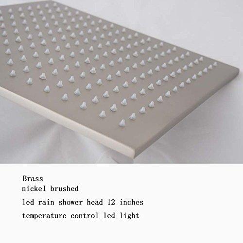 12" Square Ceiling Mount Luxury LED Rainfall Shower Set Brushed Nickel - Cascada Showers