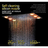 led shower system with dual thermostatic valve shower head shower head with handheld rainfall Shower Head led shower head best shower head oil rubbed bronze shower system bronze shower head set shower head Cascada Luxury 14"x20" Rectangle Ceiling Mounted Rainfall Thermostatic Shower Set, Multi Color Remote Control Stainless Steel shower head, thermostatic shower, rain shower, rain shower faucet, shower head sets for bathroom