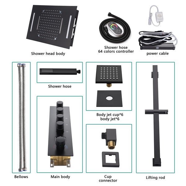 15"x23" Catania Digital LED Music Shower System by Cascada Showers - Cascada Showers