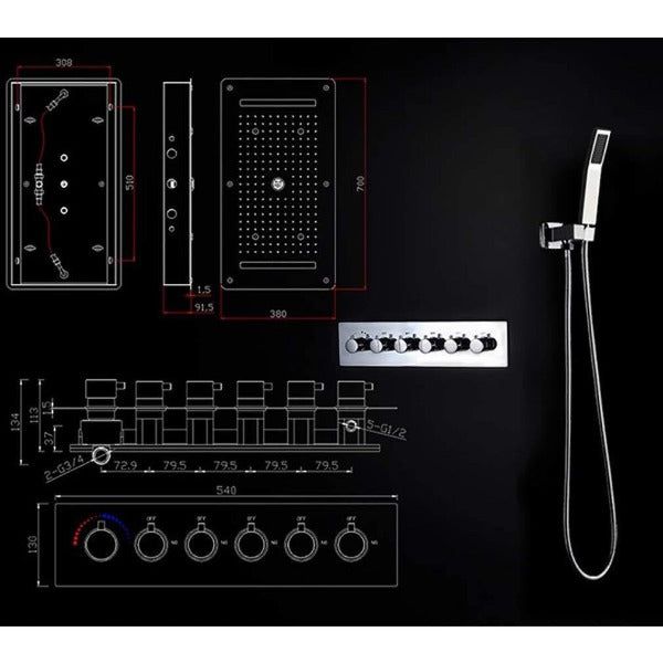 Stainless Steal LED Shower Panel with Hand Held Shower