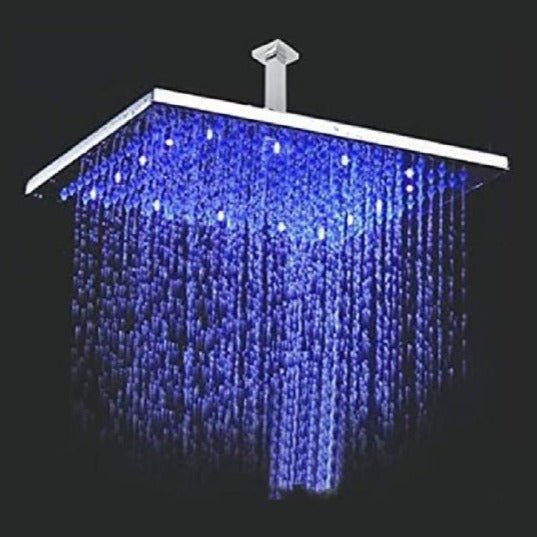 16” Rainfall LED Shower Head Set with Shower Arm and Diverter Valve - Cascada Showers